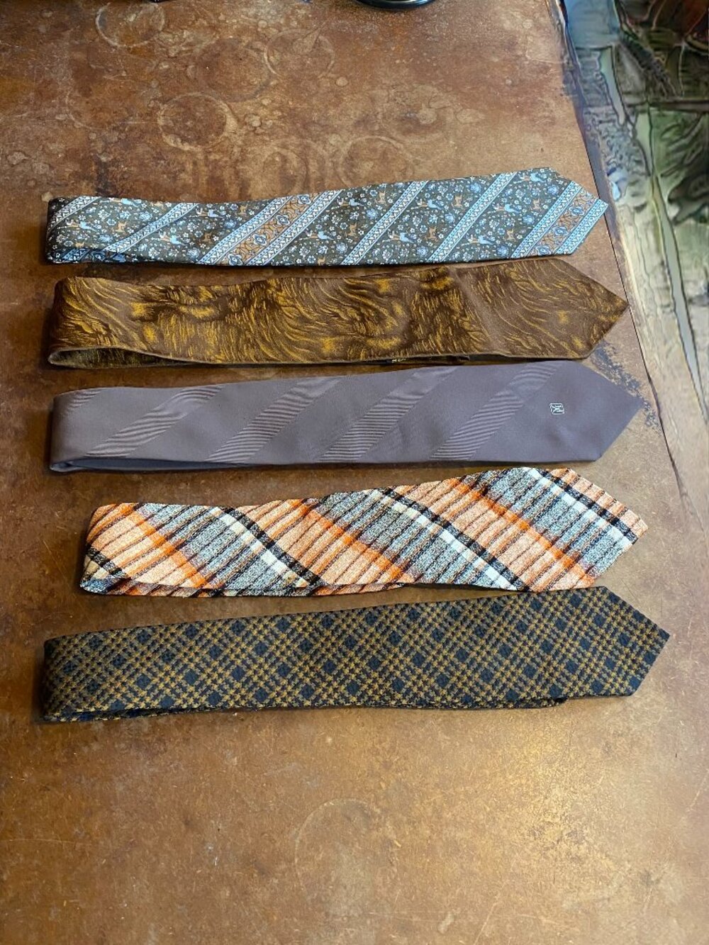 LOT FIVE Vintage Ties Tie Macys Croydon Tootal Westminster Silk Brown Plaid